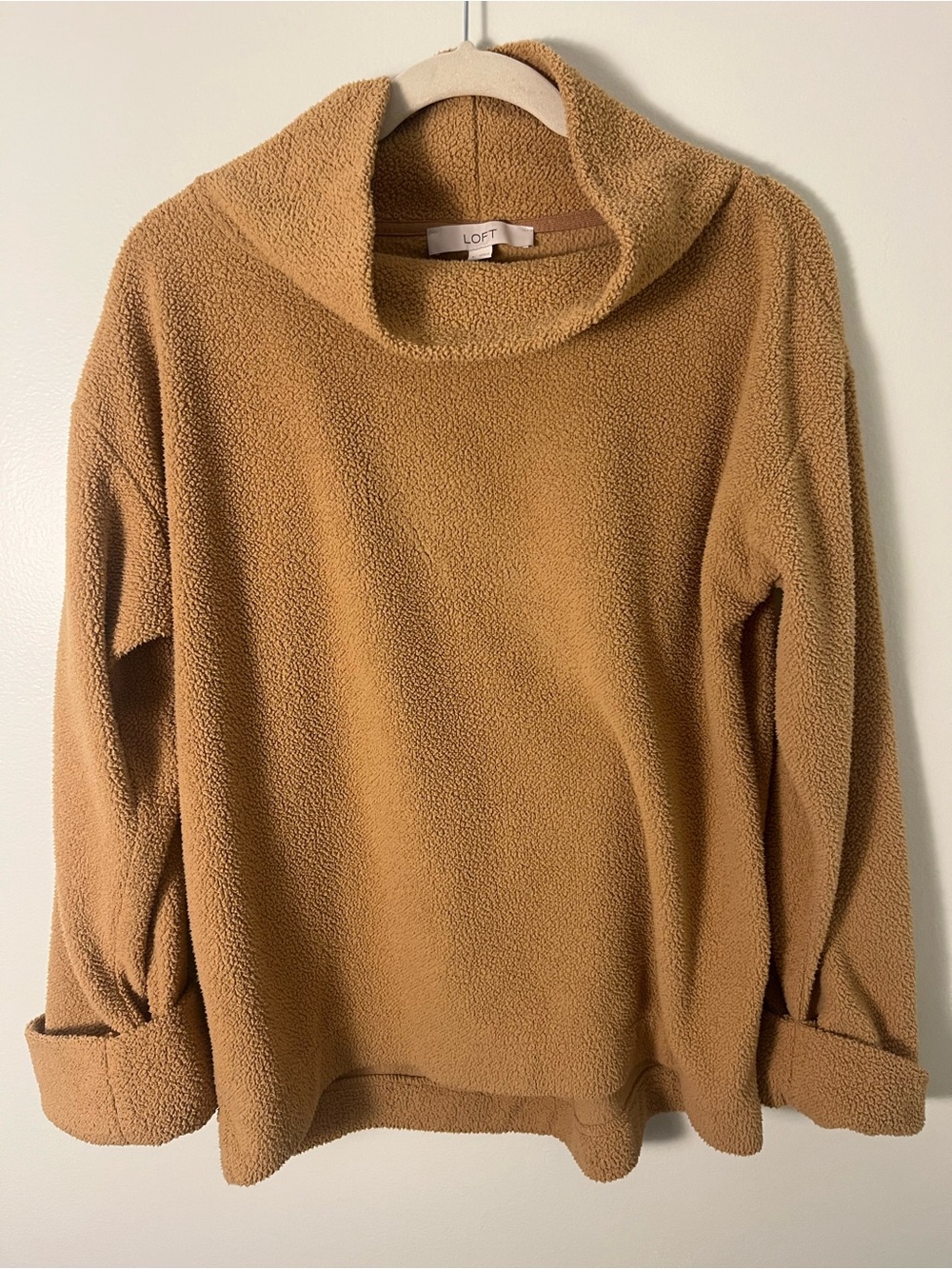 LOFT Camel Cozy Funnel Neck Sweater